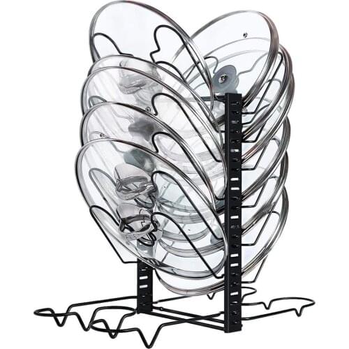 Metal Pan Pot Lid Organizer Adjustable Dish Rack Drainer Cutting Board Holder Cookware Stand Holder for Cabinet Storage