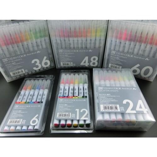 ZIG Kuretake Brush Pens CLEAN COLOR REAL BRUSH Set RB-6000AT Japan