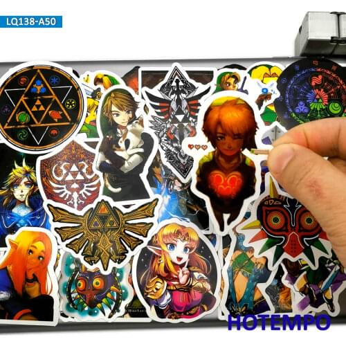 50pcs Hot Game Zelda Anime ARPG Style Stickers Toys for Kids Mobile Phone Laptop Luggage Case Skateboard Cartoon Decal Stickers
