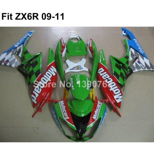 ASB plastic fairing for Kawasaki Ninja ZX6R 09 10 11 metallic green white red fairings kit ZX-6R 2009 2010 2011 NB16