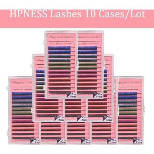 Rainbow Colors Eyelash Extensions 10Trays/Lot Premium 0.07 C/D Curl Individual Classic Silk Makeup Lashes For Salo Free Shipping