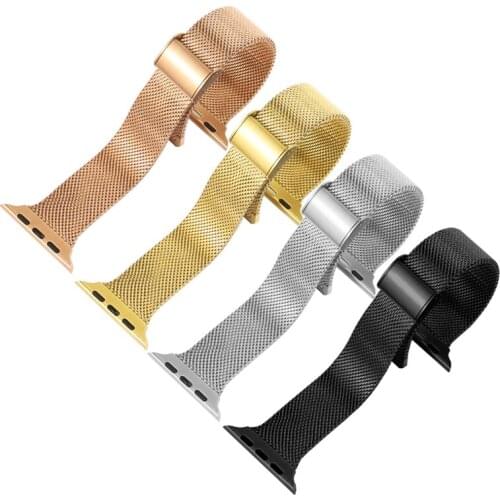 Fine Steel Watchband 38 40 42 44mm black gold silver rose gold Bracelet Replacement Belt For iwatch6 5 4 3 Series Watch Chain