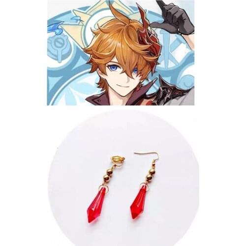 Genshin Impact Tartaglia Earrings Cartoon Figure Cosplay Genshin Childe Earring Fashion Jewelry Accessories Gift