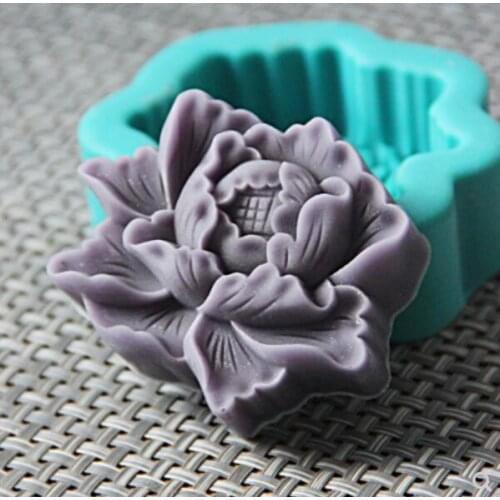 Silica gel soap molds silicone flowers carved aroma stone mould Flower peony Silicone Soap mold DIY Handmade soaps making moulds