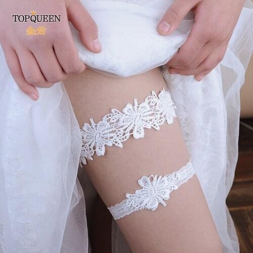 TOPQUEEN Bridal Lace Leg Ring Loop Stocking Garter Belt Suspender For Women Girls Bridal Garter Belt Bride Wedding Accessories
