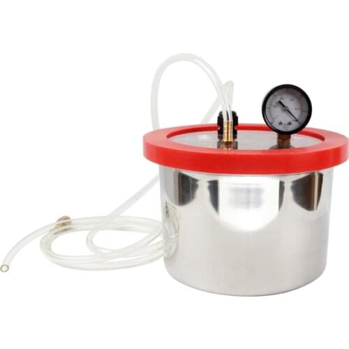 1 Gallon Stainless Steel Vacuum Chamber 180MM Diameter 130MM Height for Resin, 3/4" Acrylic Lid