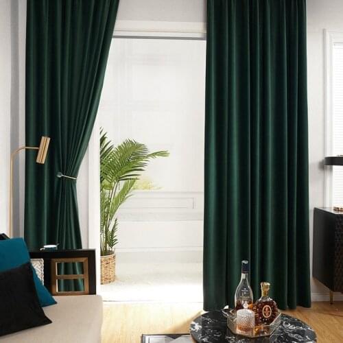 Nordic Velvet Curtains Olive Green Velvet Curtain Blackout Curtains Bedroom for Living Room Solid Color Stitching Curtain Custom