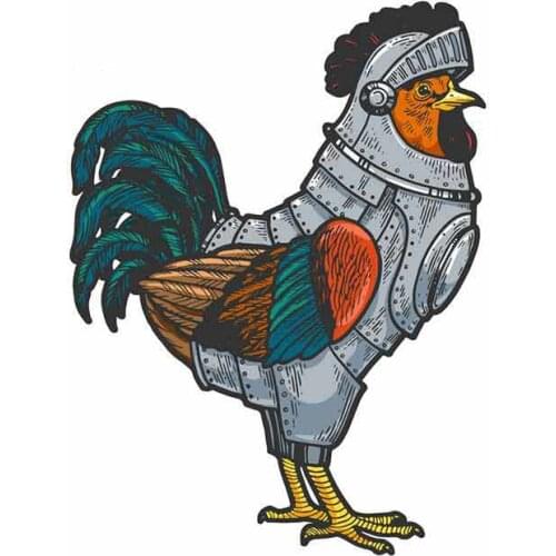 SZWL Rooster Cock In Knight Armor Sketch Motorcycle Vinyl Car Sticker Creative Anime Decals Waterproof Sticker,13cm*9cm