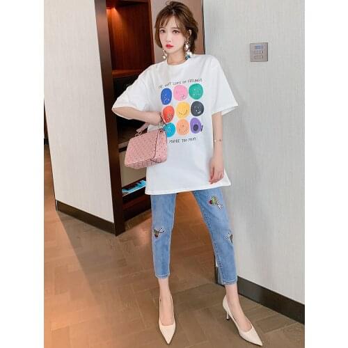 Womens wear of love high waist Capris jeans 2021 Spring new