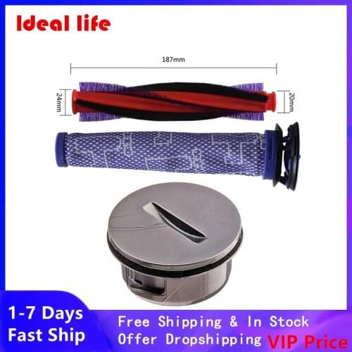 1*225mm Roller Brush Bar + 1*Brushroll End Cap+1 * Pre Motor Filters ReplacementFor Dyson V6 DC59 SV03 DC62 Vacuum Cleaner