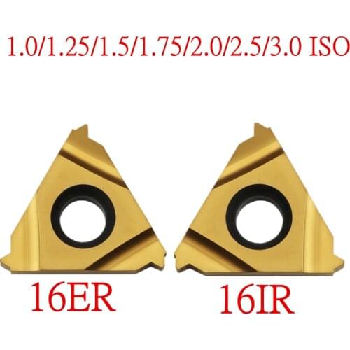 10PCS 16ER 16IR 16 ER IR 1.0/1.25/1.5/1.75/2.0/2.5/3.0 ISO,Indexable Tungsten Carbide Threading Lathe Inserts internal Metric