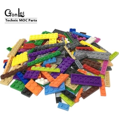100Pcs/lot MOC Building Blocks Thin Bricks 8 size mixed 15 colors Compatible with legois DIY Eduational Plate Toys For Children