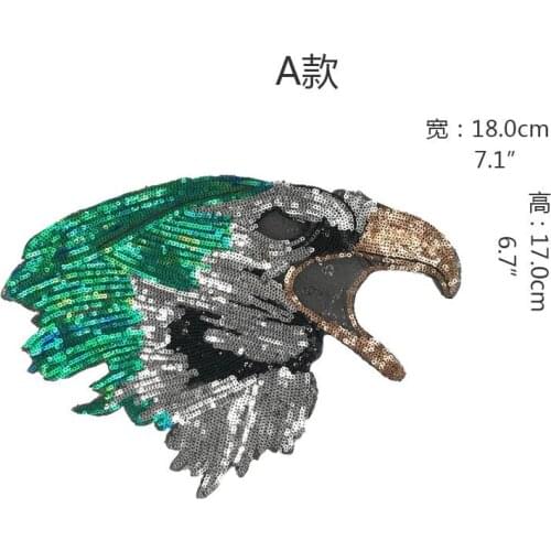 2Pcs/set Clothing Accessories Eagle Parrot Butterfly Sequins EMB Applique Sew On Patch DIY Embroidered Bling Bling Eagle Parrot