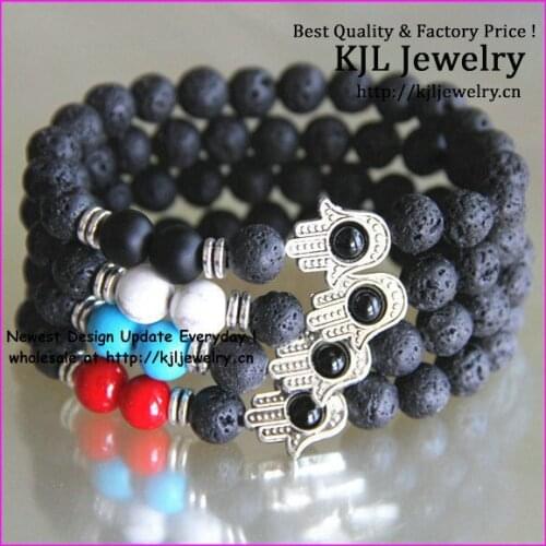 20pcs NEW style ! Lava Hamsa stretch bracelet, Lava Coral Hamsa bracelet, Bronze Hamsa bracelet, Blue Coral bracelet Unisex
