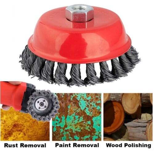 3" 4" Twisted Steel Wire Wheel Quick Rust Clean Flat Cup Angle Grinder Brush Strong Paint Remove Rotary Twist Knot Deburring