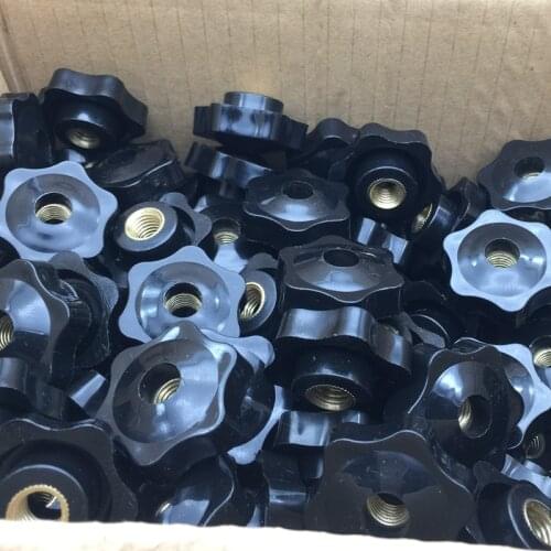 50PCS M6 M8 M10 38# Plum Bakelite Hand Tighten Nuts Handle Thread Star Mechanical Black Thumb Nuts Clamping Knob Manual Nuts