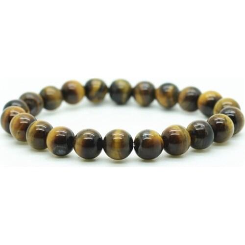 6/8/10/12mm Tiger Eye Natural Beads Men Strand Bracelets & Bangles Charms With Stones Brand Jewelry