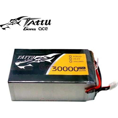 TATTU Batteries 6S 30000mAh 22.2V 25C 6S1P LiPo Battery Pack with AS150 + XT150 Plug Connector for UAV Drones