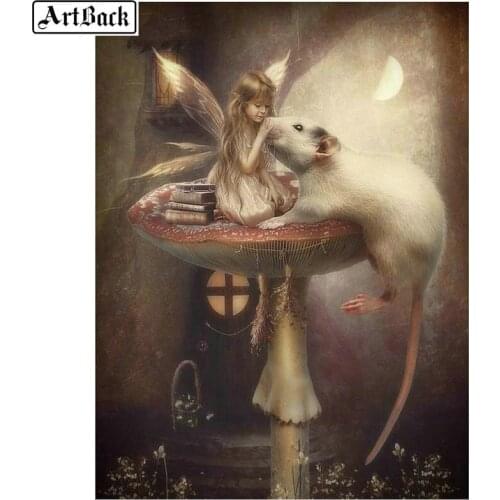 5d diy diamond painting big mouse girl pattern full square / round drill 3d diamond embroidery diamond mosaic kit handicraft