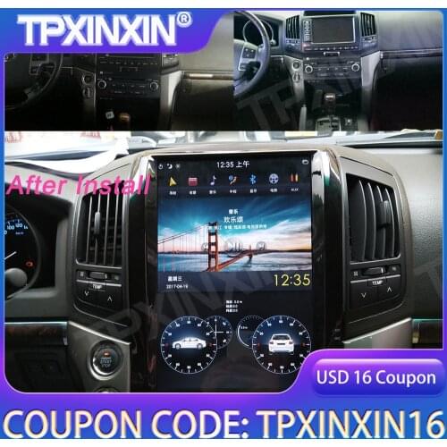 16 Inch For TOYOTA LAND CRUISER LC200 2008-2015 Android 9.0 4+64 Tesla Style Car GPS Navigation Auto Head Unit Multimedia Player