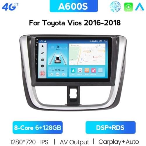 Android 10 6GB+128GB car multimedia player For Toyota Vios Yaris 2014 2015 2016 2017 GPS navi radio Audio stereo head unit wifi