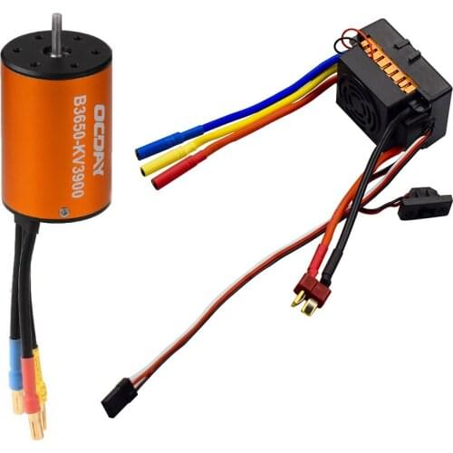 OCDAY 3650 3900KV 4 poles Sensorless Brushless Motor with 60A Electronic Speed Controller Combo Set for 1/10 RC Car and Truck