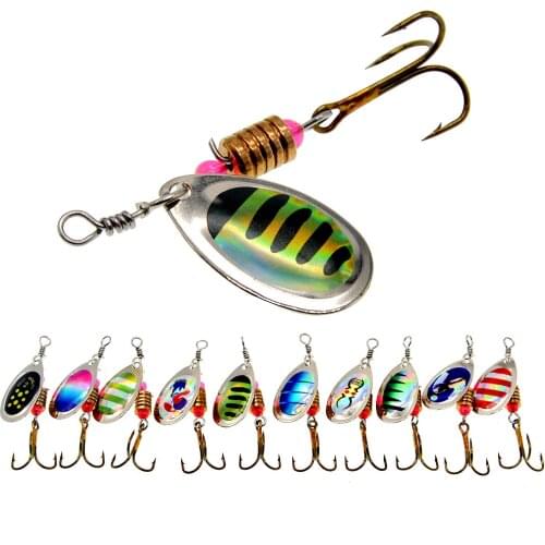 1pcs Spinner Bait Hard Spoon Bass Lures Spinnerbait Metal Fishing Lure With Treble Hooks For Pike Artificial Fish Tackle 10g