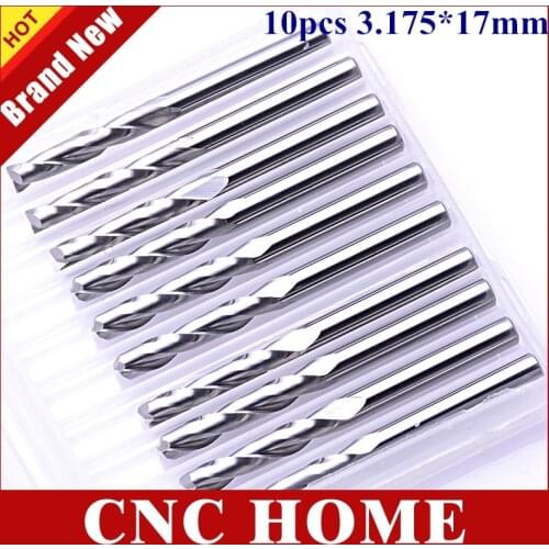 10pcs 3.175*17MM Two Flutes Import Carbide CNC Milling Cutter, wood cutting endmill, woodworking cnc engraving router bits