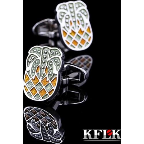 KFLK 2020 fashionable jewelry brand yellow pineapple cufflinks special gift wedding cufflinks mens shirt cufflinks free shipping