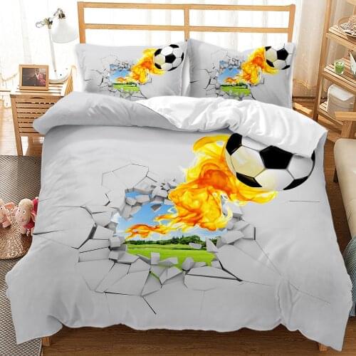 Design Football Printed Duvet Cover Soccer Bedding Set With Pillow Case Children Kids Comforter Set For Boys Teens Quilt Cover