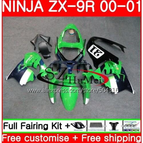 Body For KAWASAKI NINJA green black ZX9 R ZX900 ZX 9R 00-01 ZX 900 26SH3 ZX-9R 2000 2001 Fairings kit