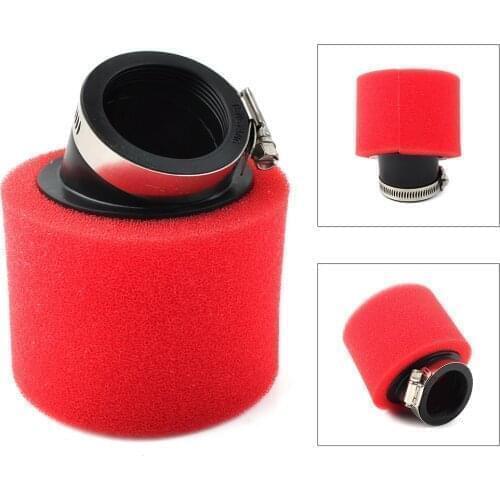 50mm Red Motorcycle Air Filter Angled for ATV Go Kart Moped Scooter Pocket Dirt Bike