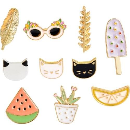 Summer fruit watermelon Summer soft Drink Metal Brooch Pins ice cream Handsome boy for icy summer enemel pin