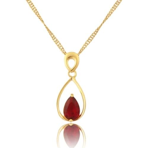 Fashion Women rainstone Gold Plate Natural Crystal Necklace Water Drop Pendant