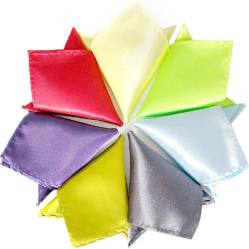 Fashio Satin Pocket Square Hankerchief Plain Solid Color Hanky Wedding Party A87