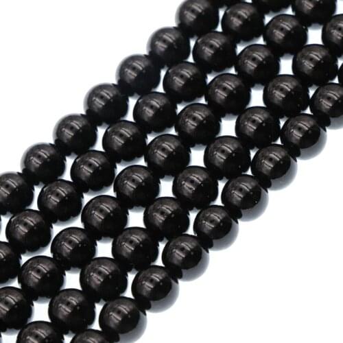 New 3-12mm Black Glass Loose Beads for DIY Jewelry Making Necklace Bracelet Spacer Baking Paint Ball Accessories Supplie 15" B89