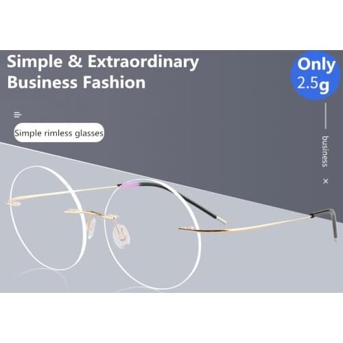 Round Rimless Eyeglass Frame Optical Women Frameless Clear Lens Metal Big Circle Flexible Eye Glasses Frames for Men Gold Silver