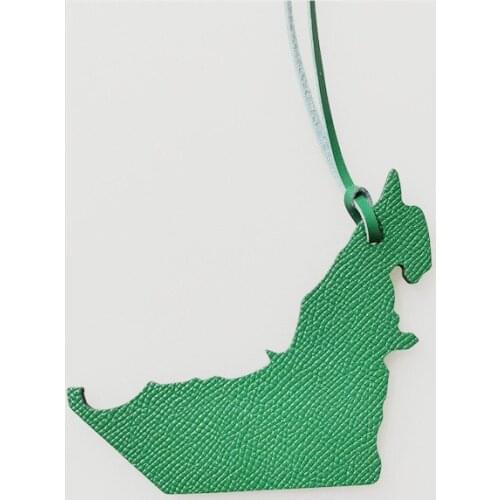 Wholesale customization of real natural leather Map of the Uae Keychain Ladies backpack pendant ladies bag charm