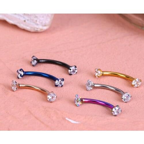 Sexy Double Zircon Anti Allergy Simple Lounger Titanium Earrings Ear Nail Belly Button Rings Navel Piercing Body Harness Fashion