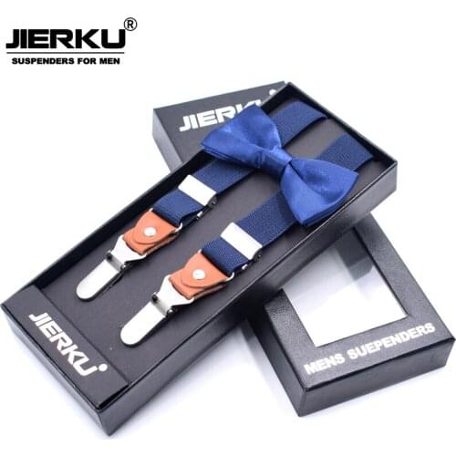 JIERKU Suspenders Mans Braces 3Clips Suspenders with Bow Tie Suspensorio Trousers Strap Father/Husbands Gift