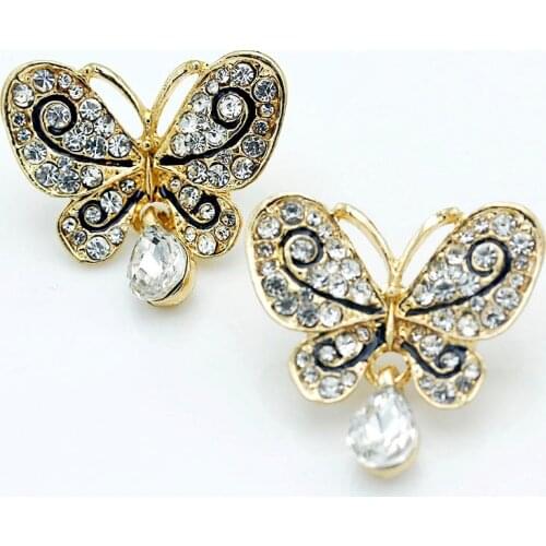 Shsby 2pcs DIY rhinestone butterfly Pendant Jewelry gold Charms Girls Kids Accessory for bracelet,headwear