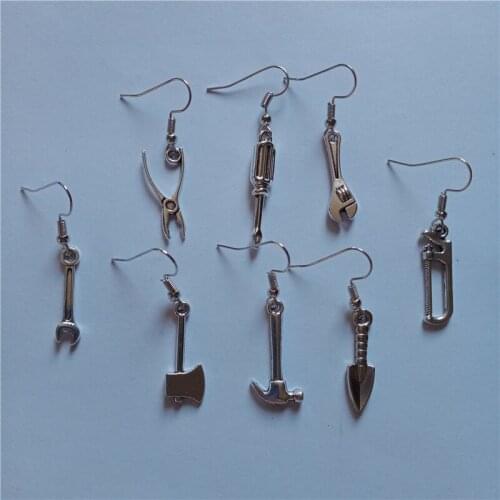 8 Pcs Handmade Earrings Tool Earrings Wrench Earrings Saw Earrings Punk Earrings Gift for DIY Lovers, Tool Jewelry Gift