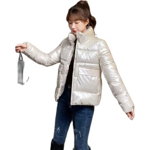Chic Women Winter Short Windproof Glossy Bubble Coat Outwear Overcoat Oversized Puffer Jacket Cotton Padded Parkas