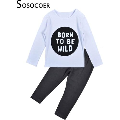 SOSOCOER Boy Clothing Sets Long Sleeve 2017 Spring Autumn Clothing Set For Boys Letter T Shirt+Gray Pants 2pcs Kids Clothes Suit