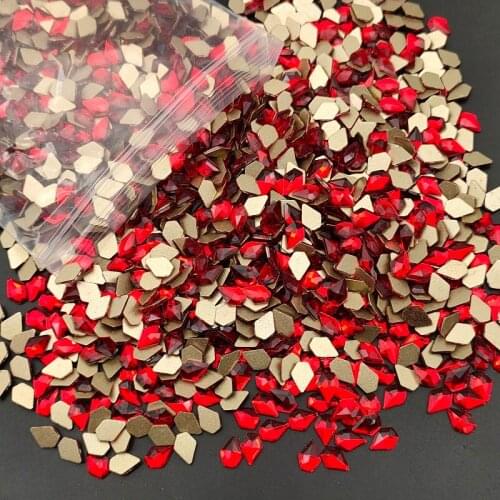 30/100pcs Red Crystal Nail Rhinestones Accessories Mixed Shape Flat Back Glitter Glass Nail Art Rhinestone For DIY Decoration