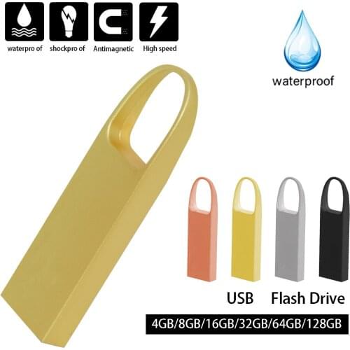 Custom logo usb Flash Drive metal pen drive waterproof 8GB 16GB 32GB 64GB 128GB U Disk pendrive 4gb USB 2.0 memory stick gift