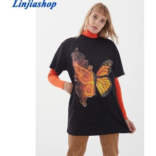 Spring summer girls loose cotton T-shirt cartoon casual O-neck simple oversized tees tops new arrivals 2021