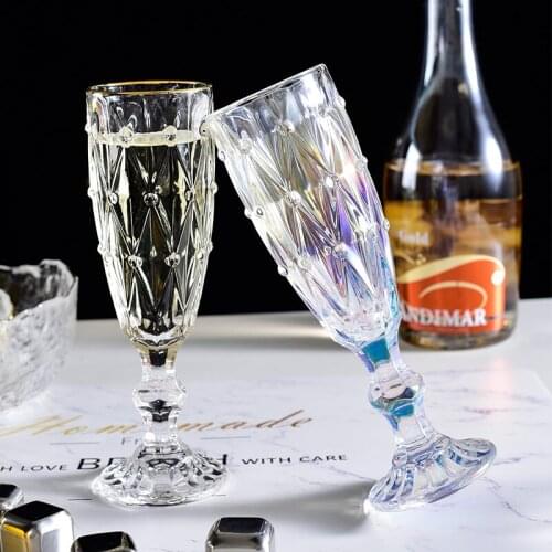 NEWYEARNEW Goblet Champagne Glass set Thickened Glass Set Red Wine Sweet Wine Creative Elegant European Household Wine Glass