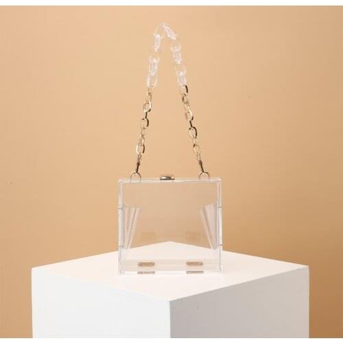 16x15.5CM Summer Transparent Box Bag Women Messenger Bags Flap Bag Acrylic Small Daisy Handbag Vacation Beach Bag a6109