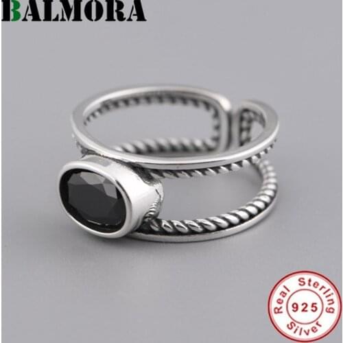 BALMORA 100% Pure 925 Sterling Silver Open Adjustable Rings For Women Girls Stackable Wide Rings Hemp Rope Ring Jewelry Gifts